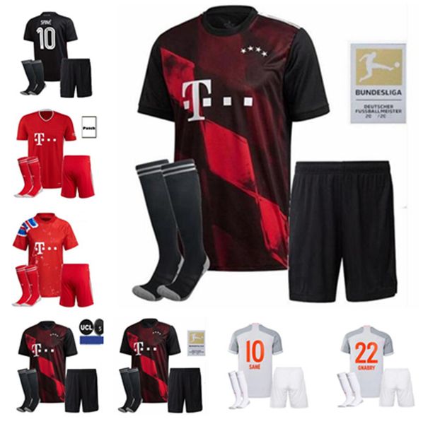 

20 21 sane soccer jersey 2021 lewandowski muller hernandez munchen football shirt gnabry kimmich men kids kit set uniform, Black;yellow