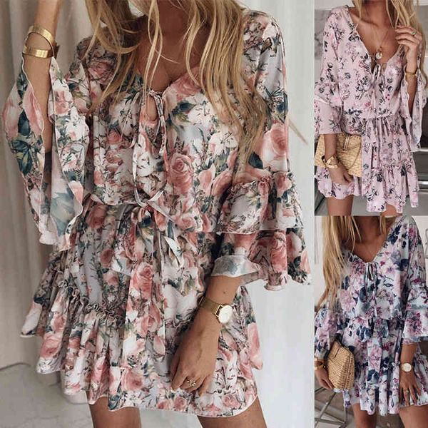 

women's dresses spring print temperament commuting autumn and winter chiffon pink pullover show thin cotton short skirt mid waist wear, Black;gray