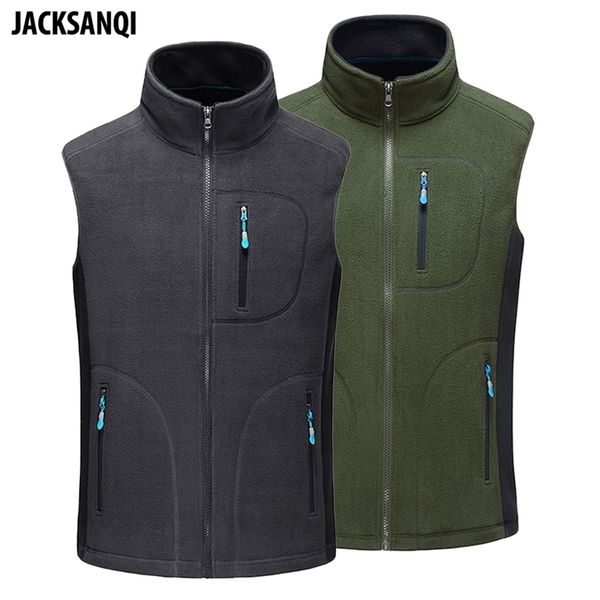 

jacksanqi men's autumn winter outdoor sports fleece vest climbing trekking sleeveless jacket hiking camping softshell ra106 210923, Black;white