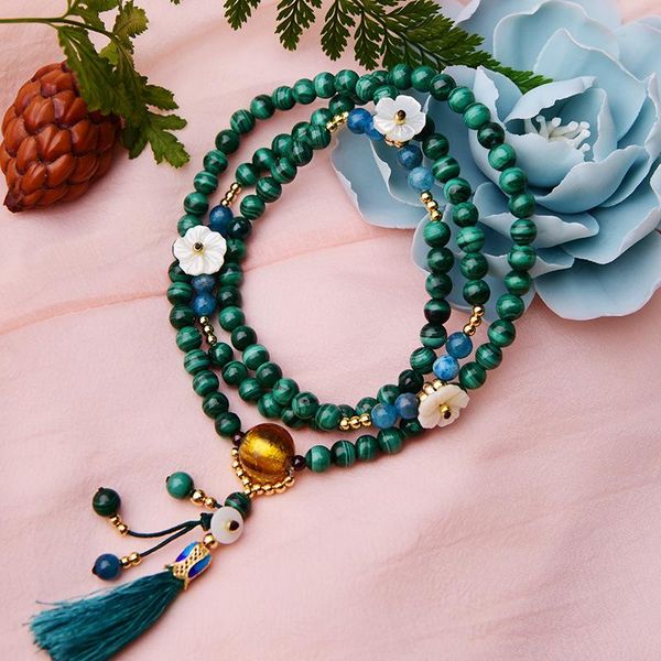 

beaded, strands mywiny original jewelry national style women's malachite tourmaline multi circle girls' elegant dual-purpose brace, Black