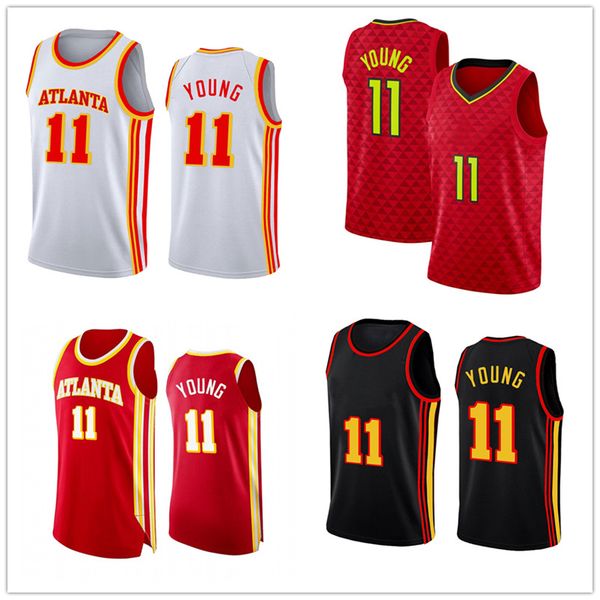 

men jersey trae young 11 city basketball edition jerseys, Black;red