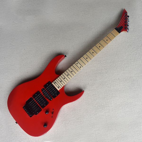 

professional supplier 6 strings red electric guitar with flame maple veneer, maple fretboard