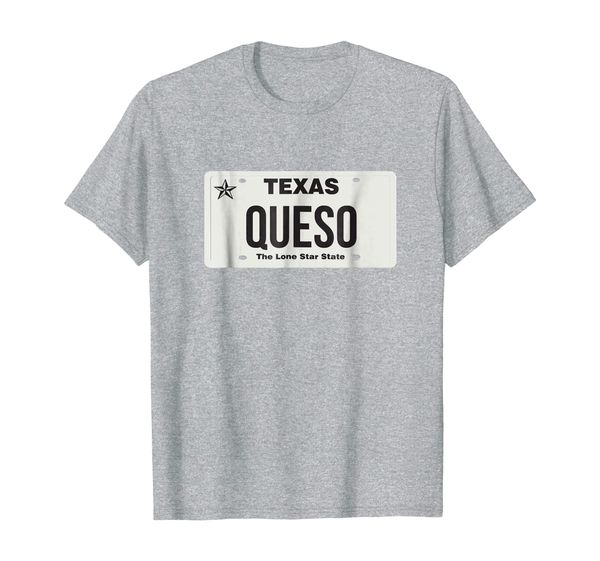 

texas queso - funny food lone star license plate t-shirt, White;black