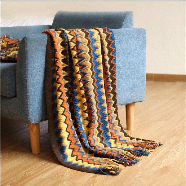 

blankets sofa knitted striped shawl comfort luxury blanket suitable office lunch break airplane travel cover winter accessories