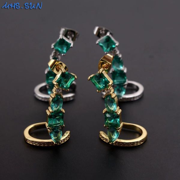 

mhs.sun south american style women zircon stud earrings gold color vintage cz jewelry for party wedding gift 1pair, Golden;silver