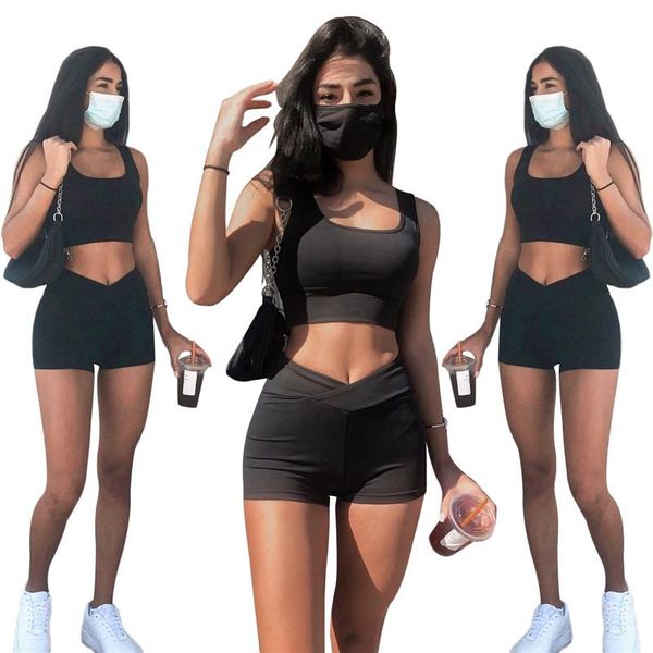 

women's tracksuits european design women tracksuit summer sleeveless 2 pieces clothes set female sporty suit, Gray