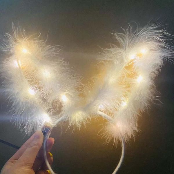 

feather ears luminous headband party decoration