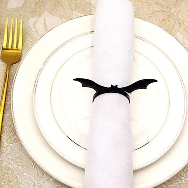 

napkin rings 6pcs/set ring holder vivid bat wing shape eye-catching circle halloween table decor for holiday