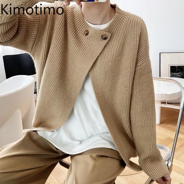 

women's knits & tees kimotimo early autumn design cardigan women single button o-neck loose outwear sweater korean ins long sleeve fash, White