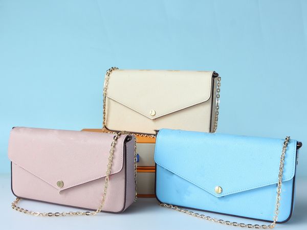

sale 3pcs/set shoulder bags women embossed clutch wallet genuine leather purse brown letter flower handbags silk screen printing three item