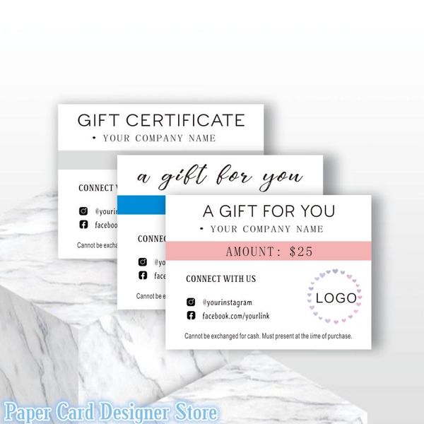 

custom gift certificate template - modern printable card editable voucher instant download add your logo greeting cards
