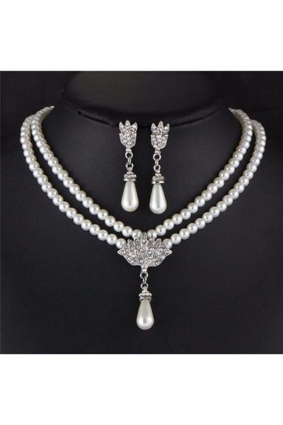 

earrings & necklace women's fashion jewelry stony pearl jewelery sets bracelet in wooden box context, Silver
