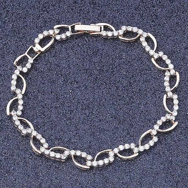 

link, chain trendy quality white zircon crystal yellow gold colour fashion bracelets s095, Black