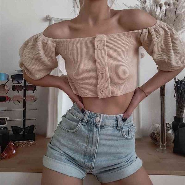 

puff sleeve off shoulder long sleeve drop shoulders womens clothing 210507, White