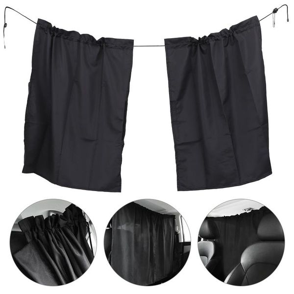 

curtain & drapes car front and rear partition removable divider sun shade (black)