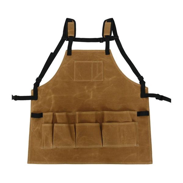 

aprons men multi pockets garden carpenter tool storage adjustable wood working solid work apron waxed canvas electrician waterproof