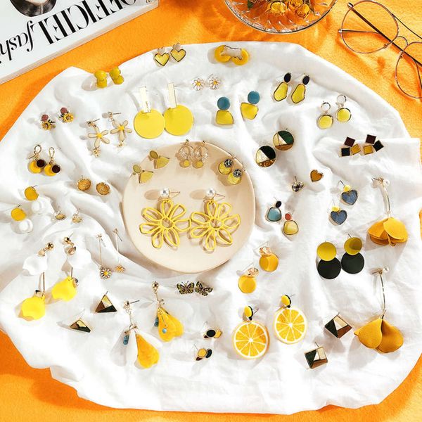 

dongdamen korean style summer french yellow jewelry cute earrings, Black