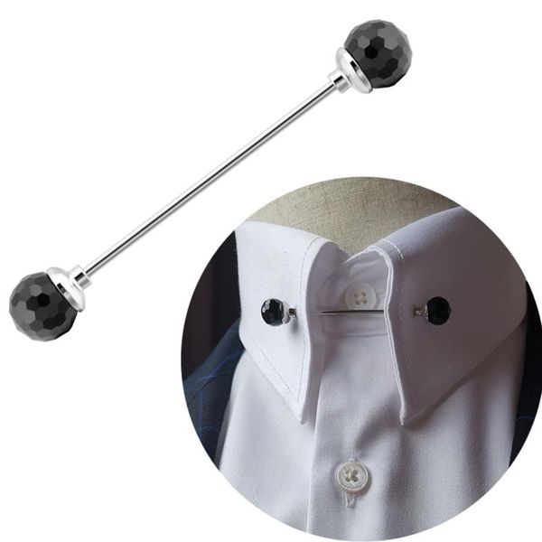 

pins, brooches fashion collar pin trendy men's shirt round multi-faceted crystal ball hole collars pins business accessories gift can u, Gray