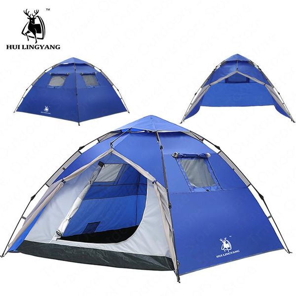 

tents and shelters 2021 quick automatic opening 3-4 person camping tent large space waterproof double layer famliy