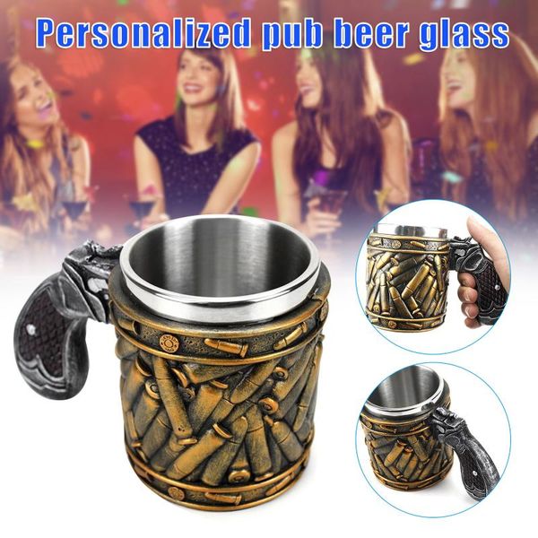 

mugs war themed beer mug with handle creative revolver tankard cup vintage bar accessories for drinks home party 450ml pre