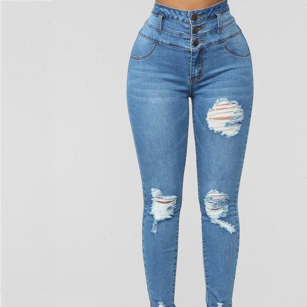 

arrivals fashion denim womens jean skinny pants high waist stretch slim pencil casual 3, Blue