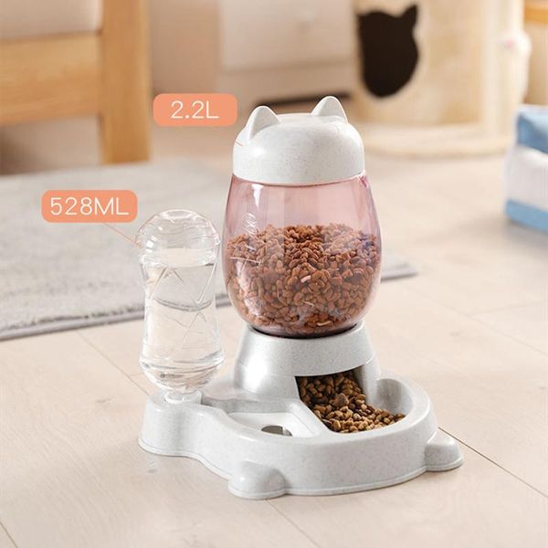 

pet automatic feeder for dogs cats 2.2l drinking water bottle 528ml slow container pets feeding supplies fit kitten cat bowls & feeders