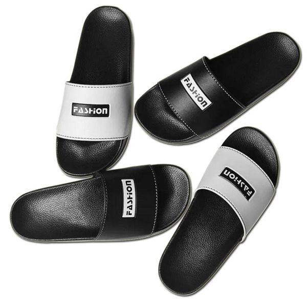 

slippers men shoes fashion black white pu uppers big size 49