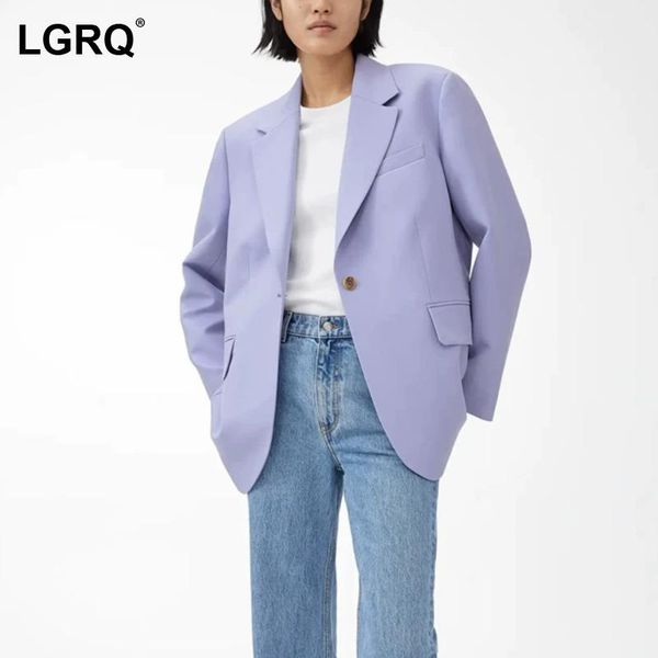 

women's suits & blazers [lgrq] women purple casual blazer arrival notched neck long sleeve loose fit jacket fashion tide spring autumn, White;black