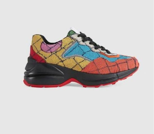 

2021 luxury designer multicolor series rhyton men women casual shoes sneakers with box size 35-45, Black