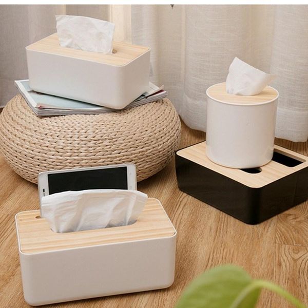 

storage bottles & jars tissue box modern wooden cover napkins holder case home organizer decoration tools