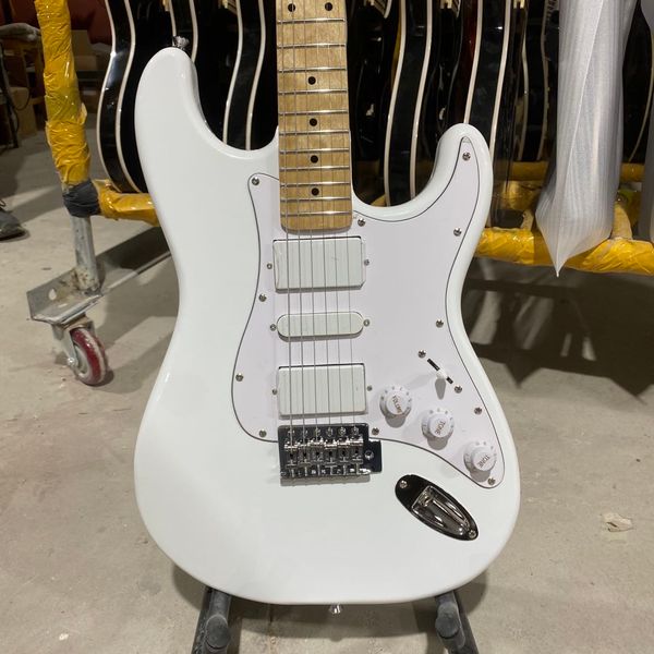 

electric guitar white color maple fingerboard chrome hardware high quality