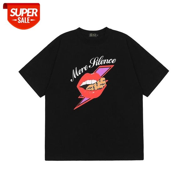 

original lip print letter short sleeve t-shirt men and women high street cotton oversize casual summer t shirt #fe0h, White;black