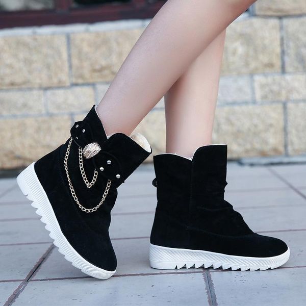 

boots 2021 winter snow women's tube casual bow warm cold burning feet cotton shoes, Black