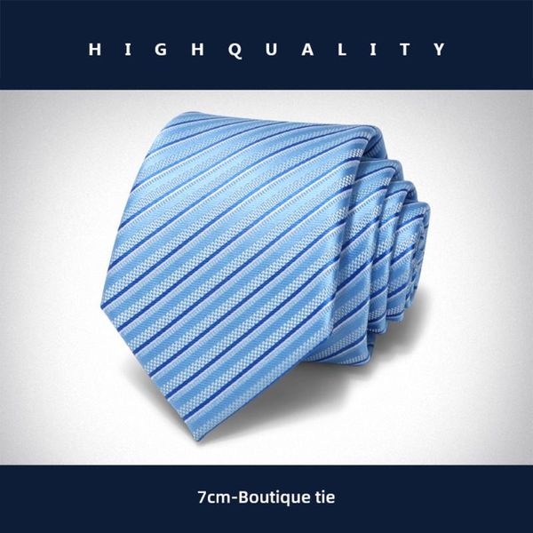 

bow ties 2021 business tie for men 7 cm sky blue stripe work dress suit necktie male accessories gift, Black;gray