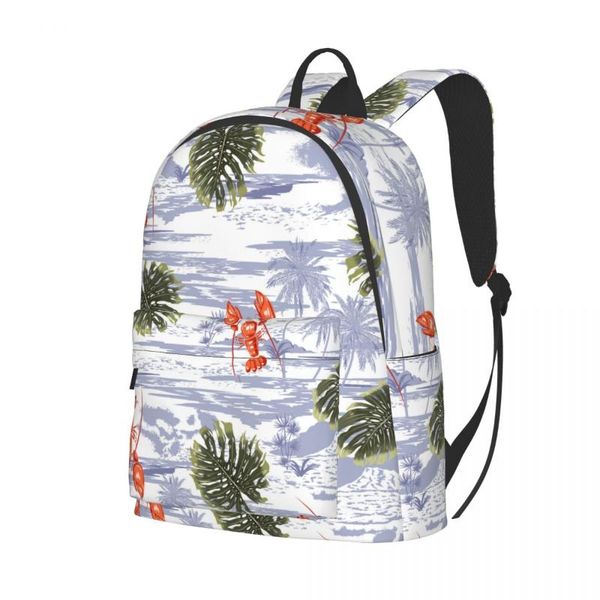 

backpack college school bag casual lobster tropical leaves on the monotone ocean book packbag for teenager travel shoulder