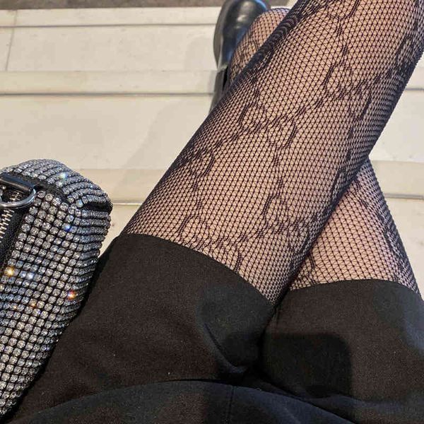

women's stockings luxury letters black high elastic body mesh fishnet pantyhose