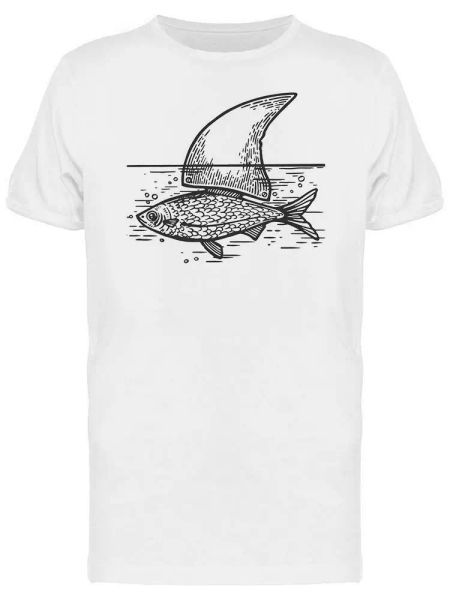 

fish with shark fake fin tee men's -image by shutterstock, White;black