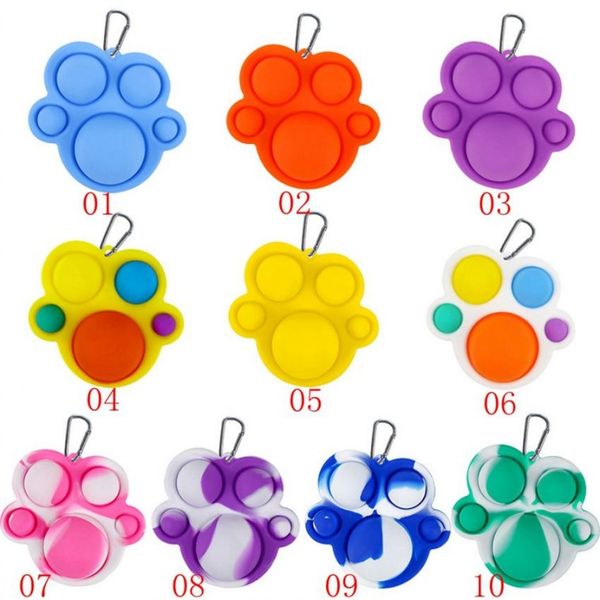 

bear paw board game push fidget toys simple dimple toy silicone sensory finger bubble tie-dye color stress reliever keyring