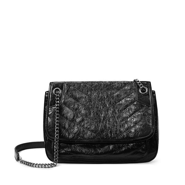 

evening bags leather fashion handbags, chain bags, stray trendy one-shoulder diagonal cowhide, waxed messenger bag