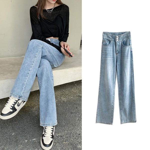

women's jeans vintage wide leg for women blue loose pants high waist femme straight boyfriend mom streetwear pantalon mujer