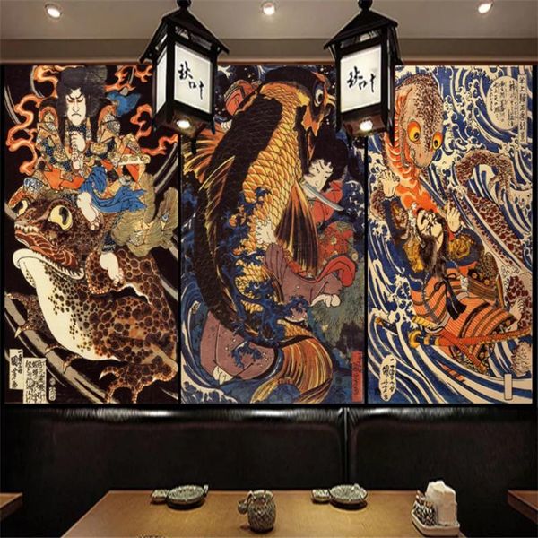 

wallpapers retro japanese ukiyo-e monster 3d po wall paper sushi restaurant industrial decor background mural wallpaper covering