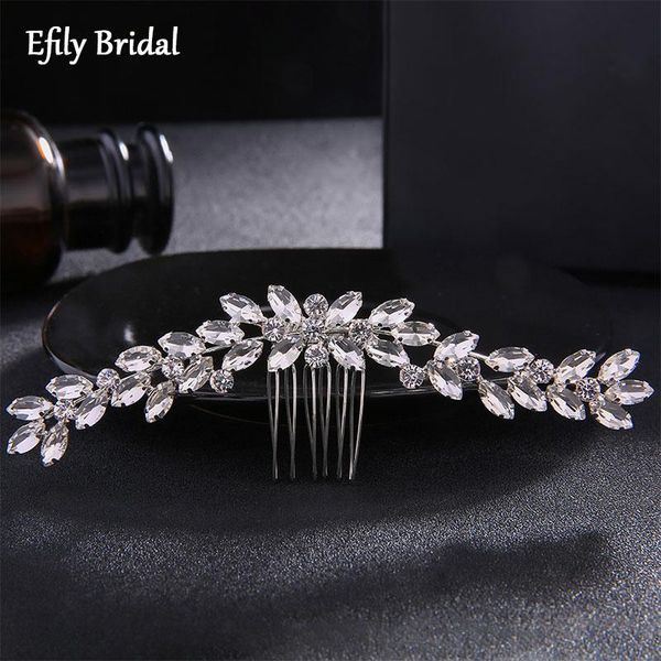 

hair clips & barrettes efily wedding accessories leaf crystal comb for women headwear bridal jewelry party handmade bride headpiece gift, Golden;silver