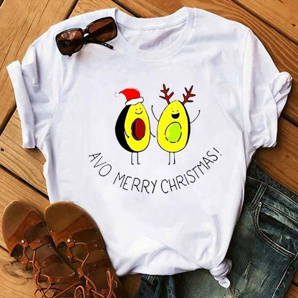 

lovely avocado harajuku fashion christmas women printed short sleeve white suitable all seasons tshirts