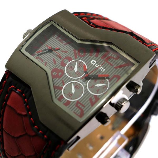 

wristwatches oulm casual male sports military watches brand men quartz double time show snake band relogio masculino, Slivery;brown