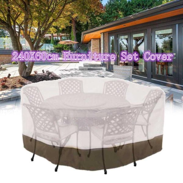 

shade waterproof garden table cover tablecloth 240x60cm round outdoor patio furniture set shelter protective beige