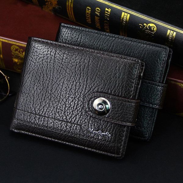 

wallet for men made of natural leather portfel meski mens wallets male money clip small carteira masculina couro erkek, Red;black