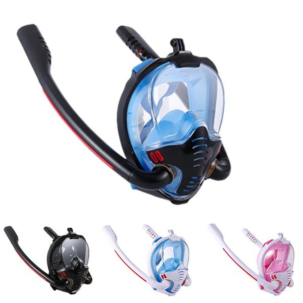 

swimming mask double breathing tube anti-fog silicone full dry snorkeling masks scuba diving goggles equipment