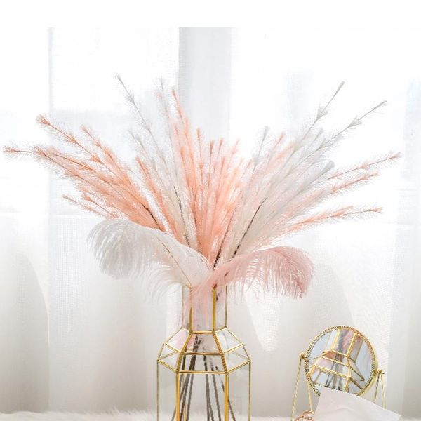 

1pc artificial flower hairy grass for home decoration wedding party bridal bouquet wall dried natural decorative flowers & wreaths