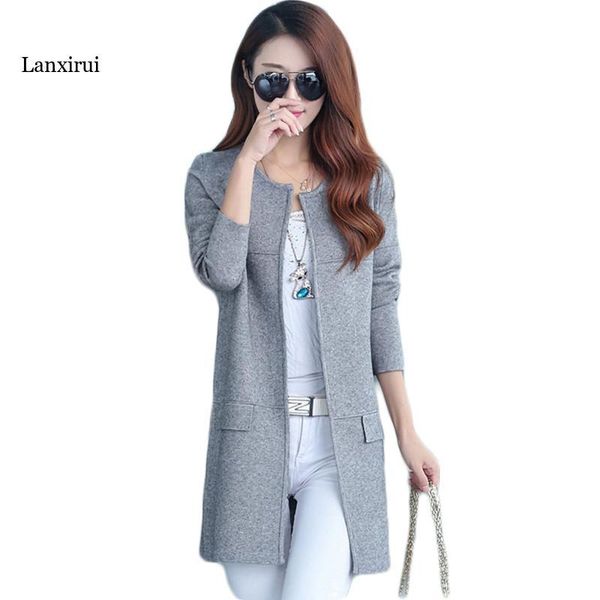 

women's knits & tees spring autumn o neck women knitting cardigan plus size fashion long sweater coat female casual solid knit sweaters, White