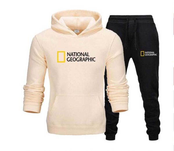 

men's hoodies & sweatshirts sports suit casual jogging track hoodie 2021 autumn and winter series printed 2-piece sweatshirt, Black